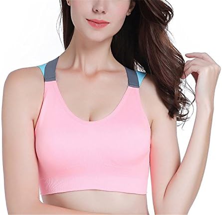 New Cross Strap Back Women Sports Bra,Quick Dry Padded Shockproof Elastic Running Yoga Tops Vest Pink L