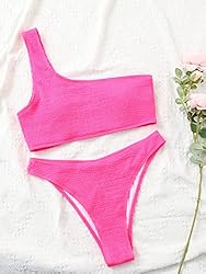 YIMISAN Womens Bikini Sets One Shoulder Top with