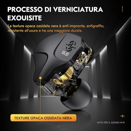Yinyoo CCZ Sonata DC03 HiFi In Ear Monitor Earphones, 10 mm Magnet Dynamic Driver Sports Headphones IEM High Fidelity Gaming Earphones with 2Pin Cable for Gift PC Audiophile (No Microphone)