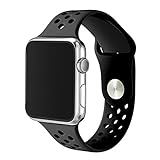 Kobwa 38MM/42MM Watch Band for Apple Watch, Soft Silicone Sport Strap with Ventilation Holes Smart Watch Bracelet Replacement Bands For Iwatch Series 1 Series 2