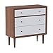 Baxton Furniture Studios Harlow Mid-Century Wood 3 Drawer Chest, Medium, White and Walnut