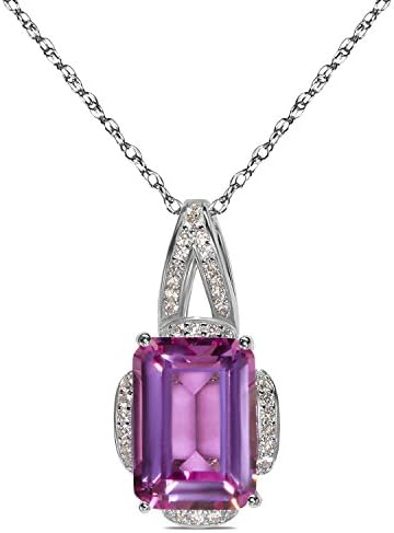 .63cttw White Cubic Zirconia With Created Pink Sapphire in Sterling Silver Pendant