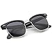 zeroUV Premium Half Frame Horn Rimmed Sunglasses with Metal Rivets (Black-Silver/Smoke)
