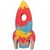 OXEMIZE Wooden Puzzles for Toddlers Space Rocket Kids Wooden Blocks and Trailer Toys Preschool Educational Toys Color sorter Puzzle Set for All Children, Boys and Girls Ages 3 4 5 to 8 Years Old
