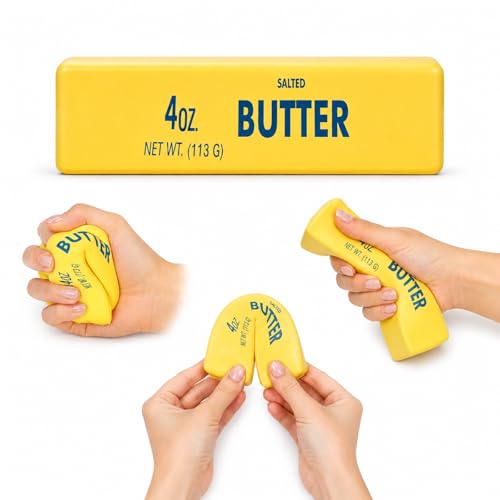 Butter Squishy Stress Relief Toy, 5.2 Inch Soft Slow Rising Butter Stick Squeeze Toy, Cute Food Fidget Desk Toy, Novelty Gag Gift, Party Favor,Birthday Gift Bag Filler for Kids Teens Adults