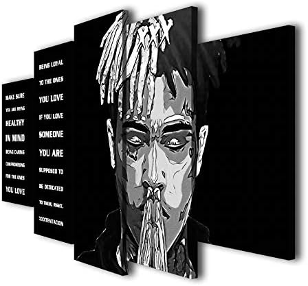 Susu Art - 5 Pcs Xxxtentacion Quotes Powerful Message Canvas Giclee Print Painting Picture Wall Art Home Modern Decor (with Framed, Size 3: 12x20inx2pcs, 12x28inx2pcs, 12x32inx1pc)