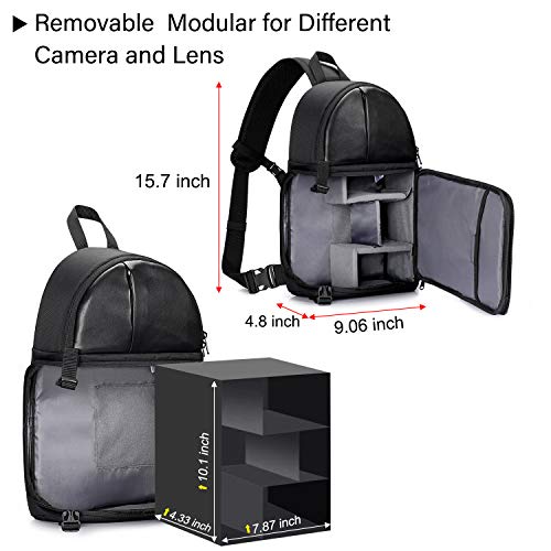 S-ZONE Kameratasche DSLR Sling Bag Stoßfest Brustrucksack Kamera Schultertasche mit Stativhalter für Fotografen – Bild 4