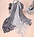 K-ELewon Silk Scarf Gradient Colors Scarves 100% silk Long Lightweight Sunscreen Shawls for Women (A-Gray&White)