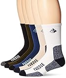 YUEDGE 5 Pairs Men's Wicking Cushion Outdoor Sports Performance Ahtletic Hiking Crew Socks