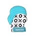 Malarkey Kids Munch Mitt Teething Mitten - The ORIGINAL Mom-Invented Silicone Teether Mitten with Travel Bag – Ideal Teething Toys for Baby Shower Gift  - Aqua XO