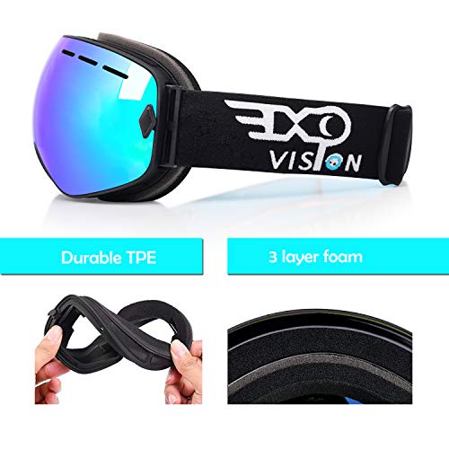 image for EXP VISION Ski Snowboard Goggles for Man Woman and Younth, OTG Snow Go