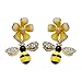 Gold Plated Bee Stud Dangle Drop Earrings for Women Yellow Flower Crystal Jewelry by SUNSCSC