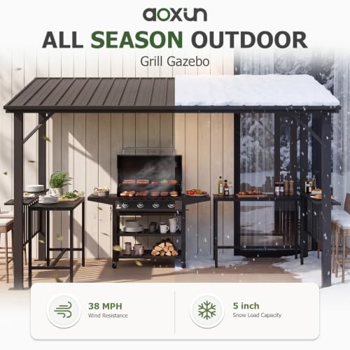 Aoxun 12'x6' Hardtop Grill Gazebo Review: All-Weather BBQ Shelter with Side Shelves image 14