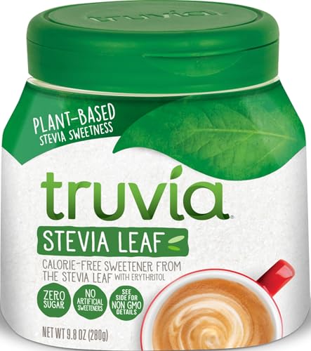 Truvia, Sweetener Natural Calorie Free, 9.8 Ounce | Spoonable jar; 3/4 tsp = 2 tsp sugar; stevia leaf, erythritol; non-GMO, gluten-free, kosher; diabetic & keto