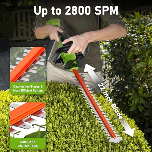SUNCHERS 20V Max Hedge Trimmer Cordless, 22 Inch Tree Trimmer with 2 photo 12