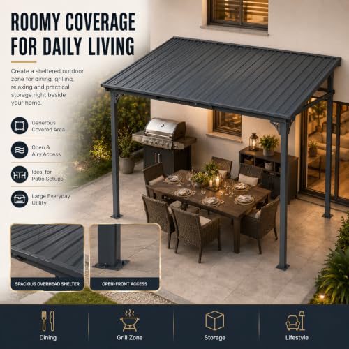 Kingdura 8x8 Wall Mounted Gazebo Review: Hardtop Lean-To Pergola with Galvanized Steel image 14