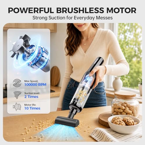 dormzie Handheld Vacuum Cordless, Car Vacuum with 19000Pa Powerful Suction,1.3 lbs Lightweight, photo 9