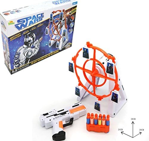 GUN toy with Rotating Target Practice Space Shooter Box gun toy Set Includes gun toy for boys Futuristic Space Gun and Windmill Style Target Station