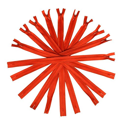 50pcs Long Nylon Invisible Zippers for DIY Sewing Back Dress Cushion Tailoring Accessories Tailor Tool (Red, 20inch) - Thumbnail 6