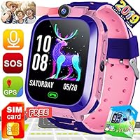 AMENON Smart Phone Watch for Kids [Free SIM Card]- Boys Girls Smart Watch GPS Tracker with Two-Way Call SOS Games Camera, Child Wrist Watch 3-12 Years Old Holiday Toy Christmas Birthday Gifts