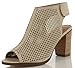 Peep Toe Ankle Strap Sandal – Western Bootie Low Stacked Heel Open Toe Cutout Velcro – Casual by J Adams