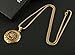 HZMAN Men's Stainless Steel Egypt Eye of Horus Symbol of Protection Pendant Necklace (Gold)