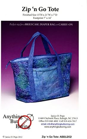 Anything But Boring Zip 'n Go Tote Bag Sewing Pattern