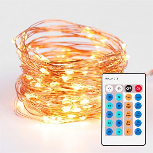 LOML 100 LED String Lights with Remote Control, 33-Feet - Warm White
