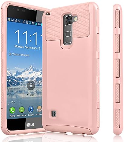 LG Stylo 2 Plus Case, LG Stylus 2 Plus Case, Tinysaturn(TM) [Ymars Series] [Rose Gold] Shock Absorbing Slim Plastic Shell Rubber Impact Defender Cover Case For LG G Stylo 2 Plus MS550 K530 K535
