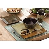 16 Piece Roaming Elk Stoneware Dinnerware Set w/ Mugs, Plates & Bowls. PERFECT FOR ANY CABIN ON SALE NOW
