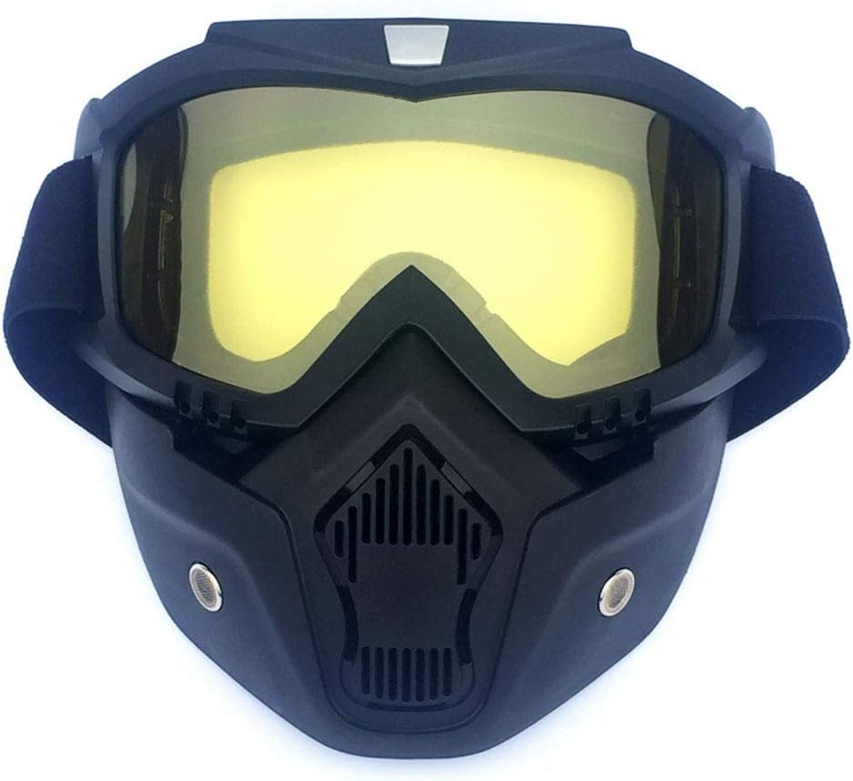 Coromose Mask Goggles Men/Women Retro Outdoor Cycling Mask Goggles Snow Sports Skiing Full Face Mask Glasses Vertical Black Frame + Yellow Lens