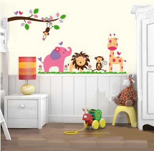 Jungle Party Lovely Cartoon Wall Sticker Kindergarten Room Sticker.