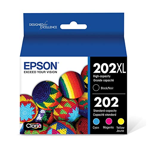 Epson T202XL-BCS Claria Ink Cartridge Multi-Pack - High-Capacity Black and Standard-Capacity Color (CMYK)