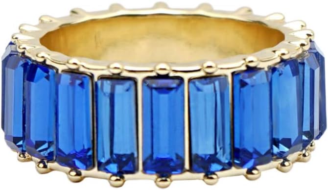 Holibanna Rainbow Color Rings Baguette Diamond Ring Band Finger Rings Jewelry for Women Girls (8)