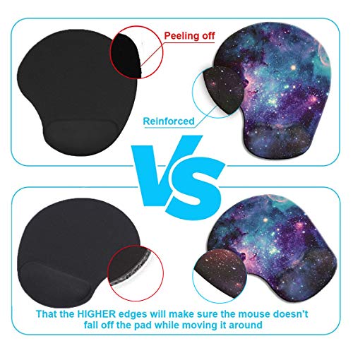 Dooke Ergonomic Mouse Pad with Wrist Support, Cute Mouse Pads with Non-Slip Rubber Base for Home Office Working Studying Easy Typing & Pain Relief Galaxy