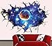 LiveGallery Removable PVC 3D Outer Space Planet Moon Earth Stars Wall Decals Home Art Decor Wall Decal for Kids Babys Children Bedroom Rooms Ceiling Living Room Nursery School