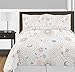 Sweet Jojo Designs Blush Pink, Gold, Grey and White Star and Moon Celestial Girl Full/Queen Kid Childrens Bedding Comforter Set 3 Pieces