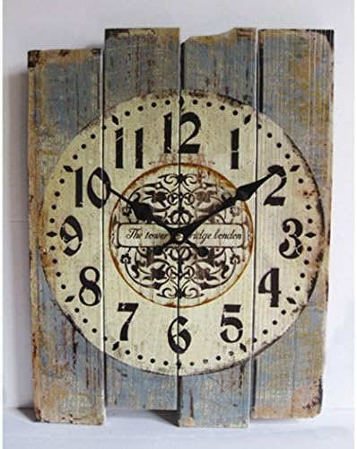Muktat_ Retro Antique Silent No Ticking Wood Wall Clock Shabby Chic Home Office Decor