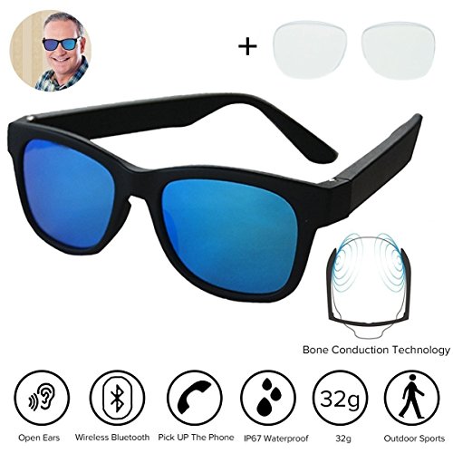 Bone Conduction Stereo Bluetooh 4.1 Headphones Polarized Sunglasses Myopia Glasses Waterproof Wireless Handfree Earphones Headset Hearing Aid for Smart Phone Iphone HTC LG Samsung Android Windows