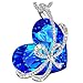 QIANSE Mother's Day Necklace Gifts Heart of Ocean Necklace Pendant Necklaces for Women Jewelry Gift for Birthday Girlfriend Wife Sapphire Crystal Birthstone Anniversary Necklace Gifts for Her