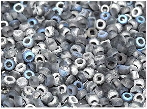 10 Grams (0,35 Ounces) (Approx. 520 Pieces) 8/0 (2,8-3,2mm) Czech Round Seed Beads with The Unique Etched Finish, Crystal Etched Silver Rainbow Dark