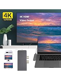 Hieagle   Adaptador de USB C para MacBook Pro 2016 2017 2018 (USB C y 4 K HDMI, 2 puertos USB3,0, SD y lector de tarjetas MicroSD de 100 W), 7 en 1