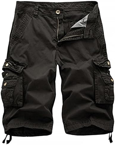 HHGKED Men's Twill Cargo Shorts (32, Dark Grey)