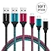 Cell Phone Micro USB Cable, EVISTR 3PACK 10FT Durable Nylon Braid Cell Phone Charging Cable USB 2.0 A Male to Micro B Sync Data Cable Cord Compatible with Samsung Note 5, 4, 3, Moto Android Phone