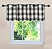 Creativesfun Farmhouse Faux Linen Look Buffalo Plaid Grommet Window Valance (Black & Cream, Valance 丨W53 X L18-INCH)