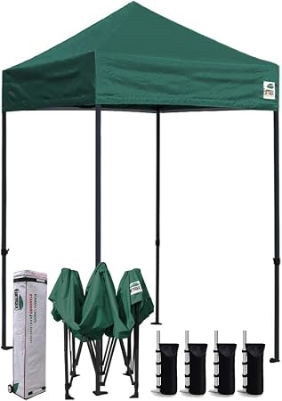 Amazon Com Eurmax 5x5 Ez Pop Up Canopy Outdoor Heavy Duty Instant Tent Pop Up Canopies Sun Shelter With Deluxe Wheeled Carry Bag Forest Green Garden Outdoor