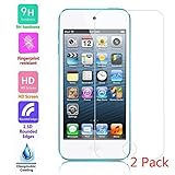 Whiteoak Premium TEMPERED GLASS Screen Protector for Apple iPod Touch 5 5G 5th / 6th(2015 Version) Gen (0.3mm, 9H Hardness, 2.5D Rounded Edges) (2 Pack) with Free Universal Touch Screen Stylus