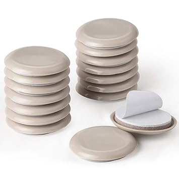 Ezprotekt 5.4cm Selbstklebende Möbelgleiter Gleiter 16 Stück Runde Möbel Bein Bodenschoner Teppich beweglichen Pads Movers