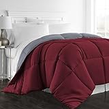 Beckham Hotel Collection Luxury Goose Down Alternative Reversible Comforter - Premium Hypoallergenic All Season Duvet - King/Cal King - Burgundy/Grey