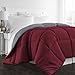 Beckham Hotel Collection Luxury Goose Down Alternative Reversible Comforter - Premium Hypoallergenic All Season Duvet - King/Cal King - Burgundy/Grey